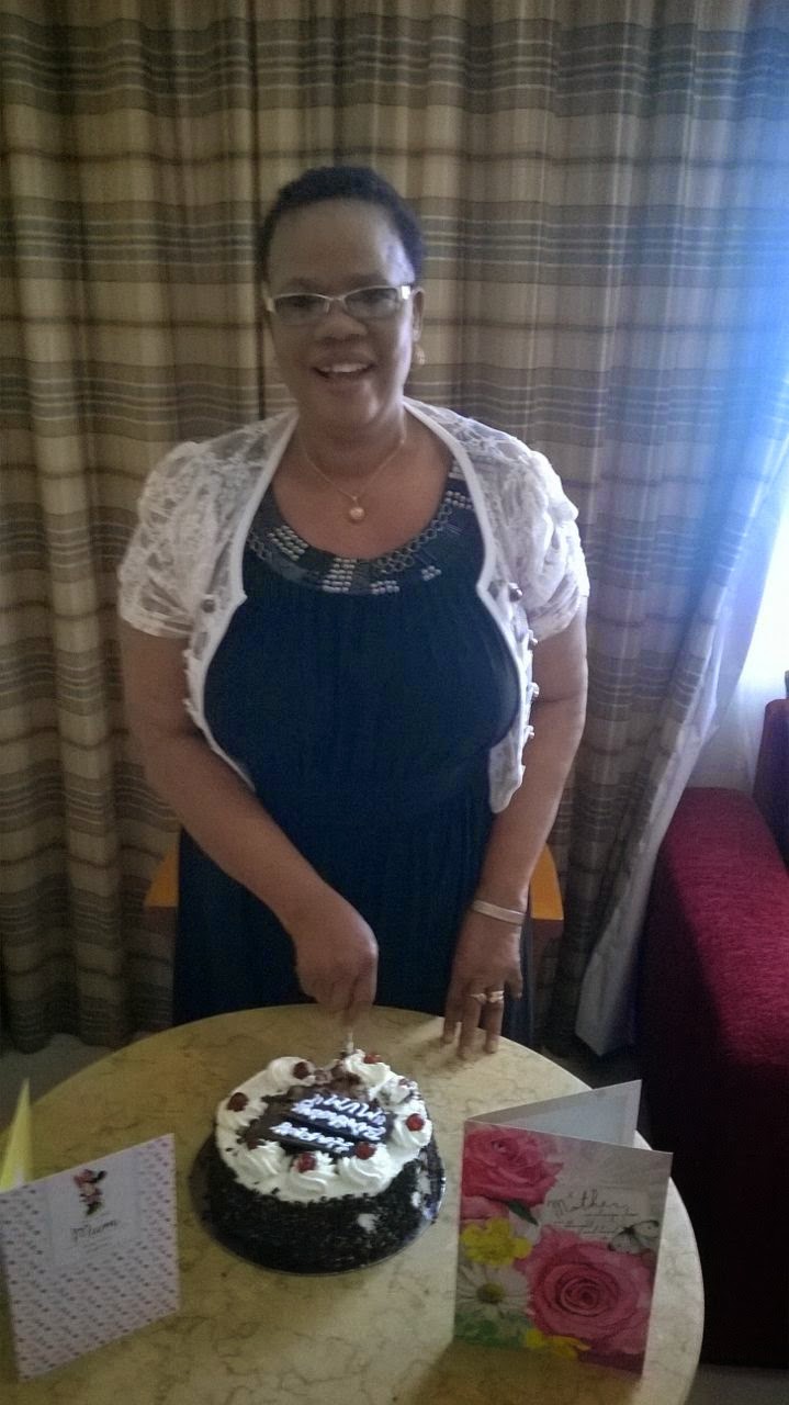 Mummy celebrating her birthday in her hospital room in Dubai after her knee surgery. December, 2014