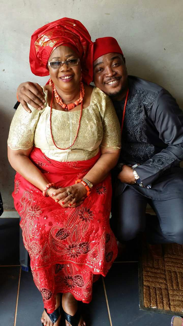 Mummy with Ifeanyi on his traditional wedding day