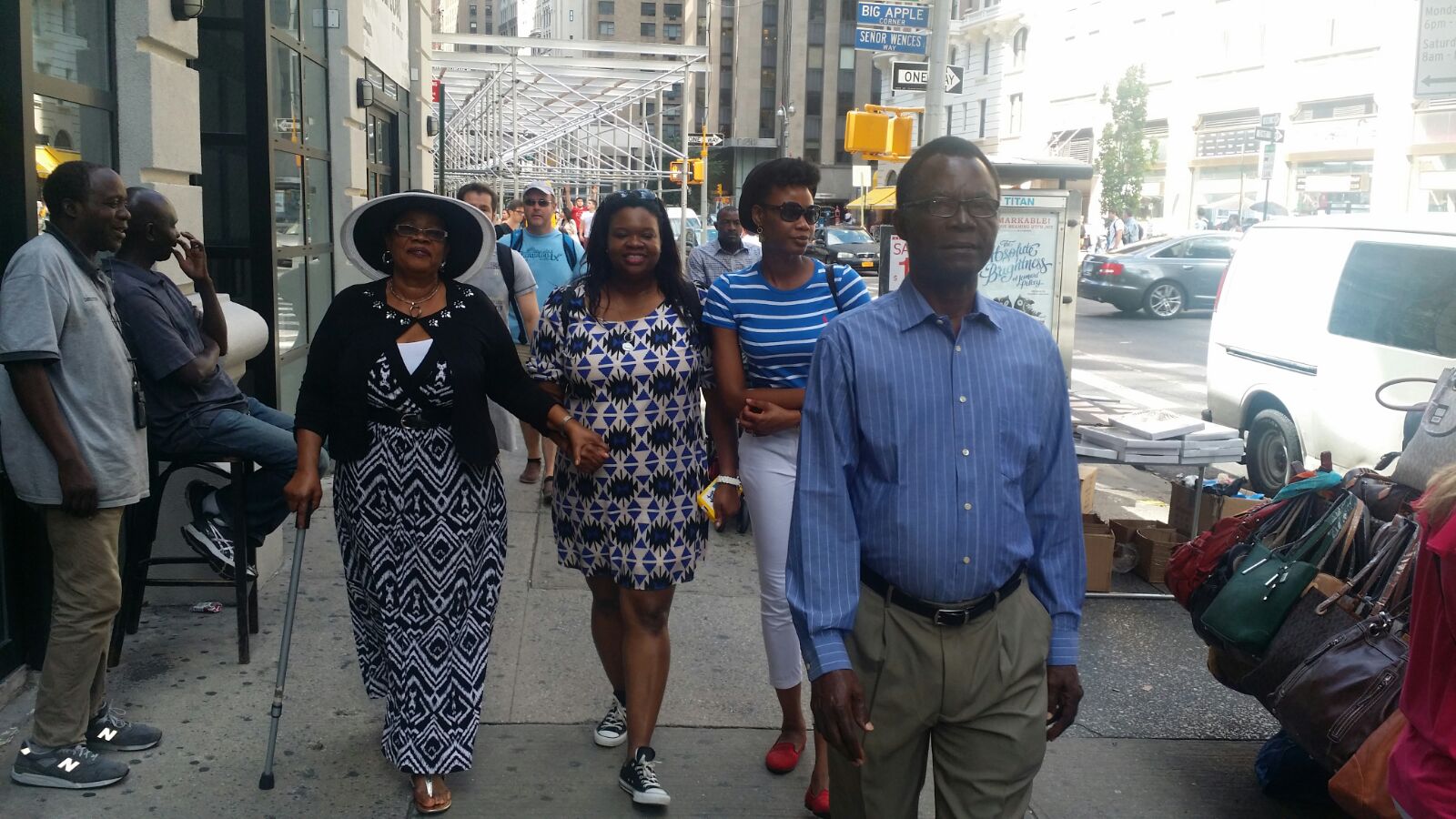 Mummy with Ijeoma, daddy and Oby on the streets of New York
