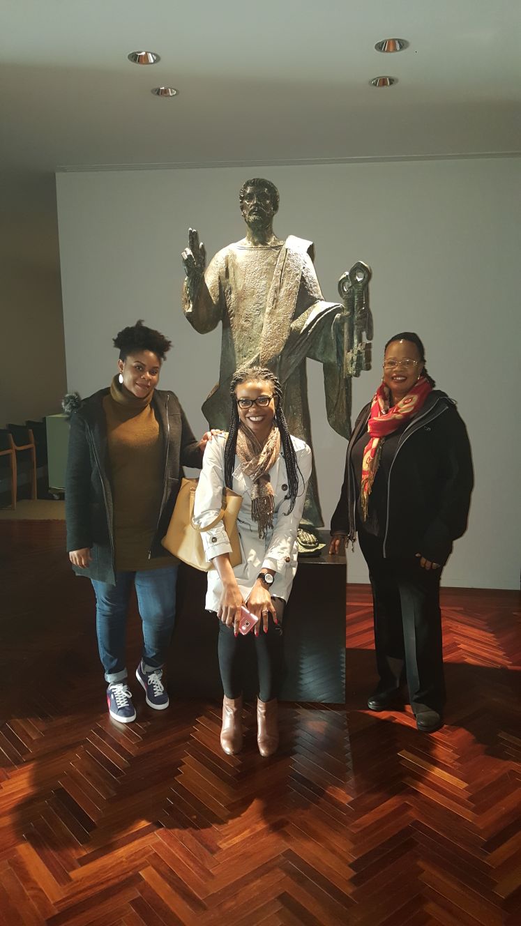 Mummy with Uju and Oby at the Knights of Columbus Museum, New Haven. Hi St. Peter!