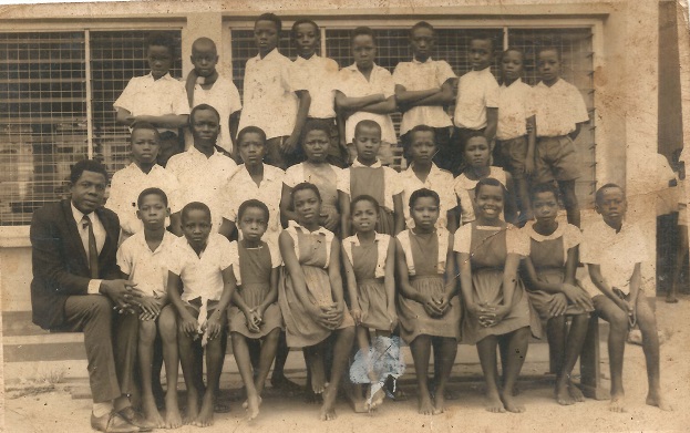 Rose sitting 2nd from right in Primary School at Onitsha before the Biafra  War
