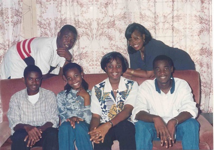 Mummy with the Children and late nephew, Ugochukwu at their Abuja home in 1998