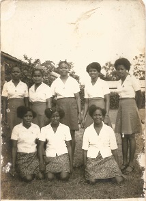 Rose standing 1st right with school mates at Loretto Teacher Training College Adazi, in 1977